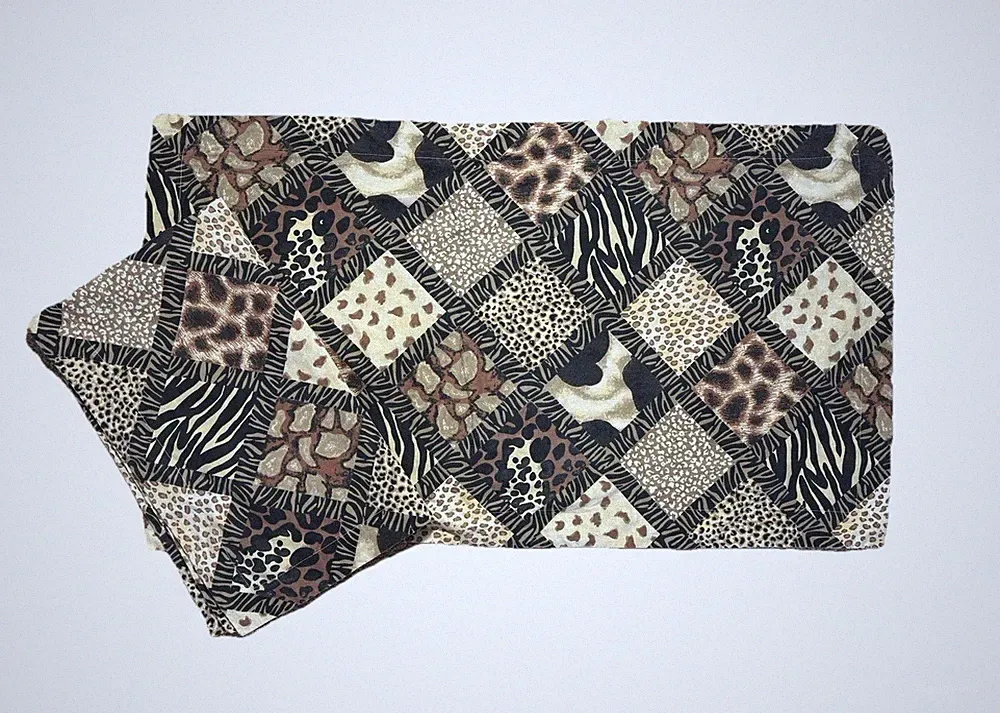 2 Vintage Animal Print King Pillowcases Cotton Percale Black Brown Tan Pair