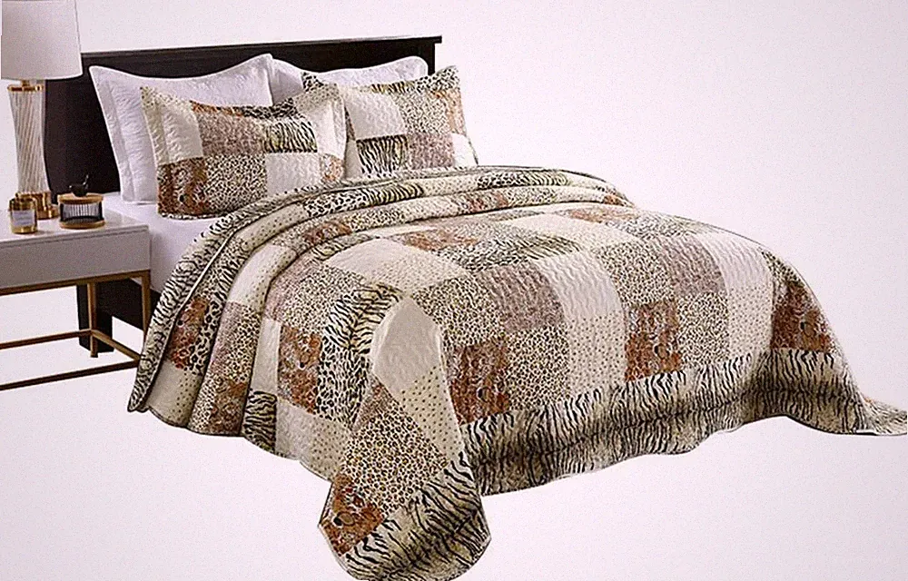 3 Piece Quilted Bedspread Leopard Print Quilt Quilt Set Bedding,Leopard Queen