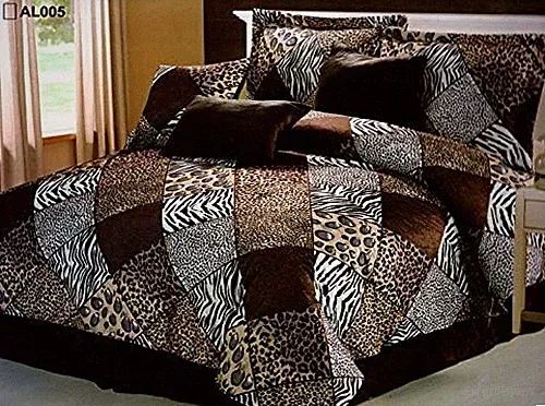 7 Piece King Safari Comforter Set,Zebra,Giraffe,Leopard,Tiger Etc,Multi Animal..
