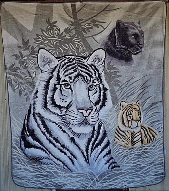 BLACK PANTHER LEOPARD BENGAL TIGER WHITE TIGER QUEEN SIZE BLANKET BEDSPREAD