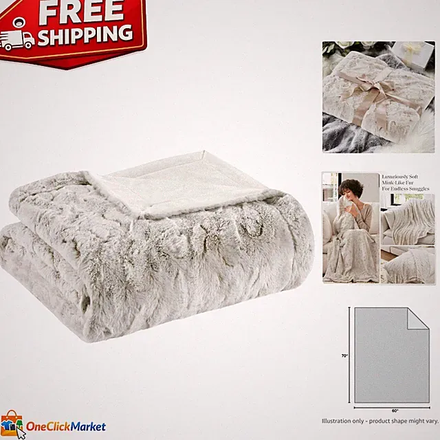 Glamorous Faux Fur Throw Blanket - 60x70 Snow Leopard Design, Machine Washable