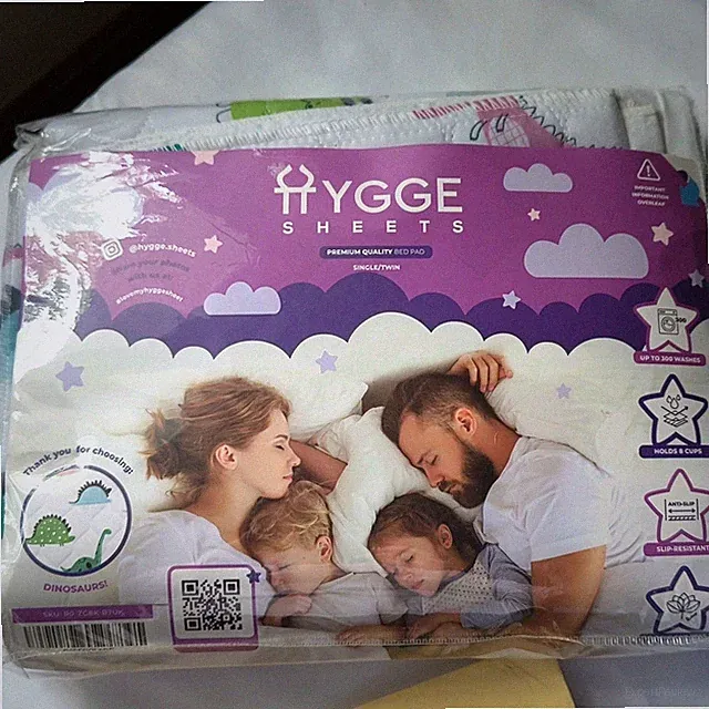 Hygge Sheets Single/Twin Cotton Slip-Resistant Dinosaur Mattress Pad for Kids