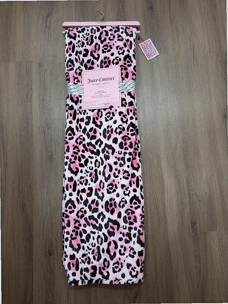 Juicy Couture Pink leopard cheetah Soft Throw Blanket 60”x 90” Twin Mothers Day