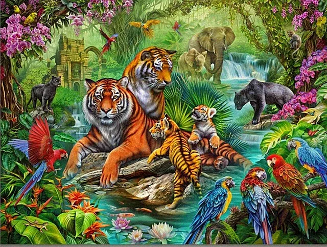 Jungle Wildlife Plush Throw Blanket 50" x 60"