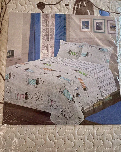Kids Bedspread/Quilt Dog Theme Print Bedspread F/Q Multicolor