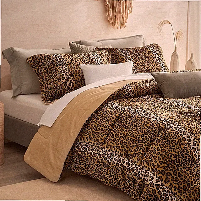 Leopard Print Comforter Set King Soft Fluffy Animal Cheetah Printed Comforter...