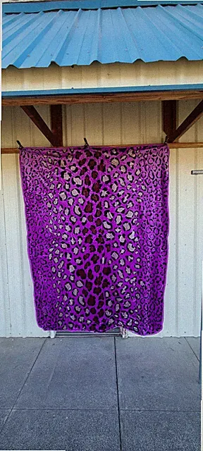 LEOPARD PRINT PURPLE QUEEN SIZE BLANKET BEDSPREAD