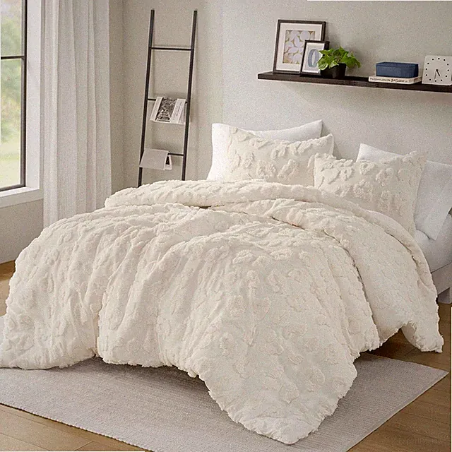 Queen Duvet Cover Set Chenille Tufted Animal Print Pattern Duvet Cover Queen Siz