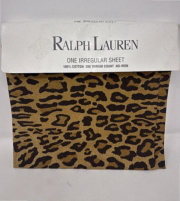 Ralph Lauren Home Aragon Twin Flat Sheet 100% Cotton Leopard Print New