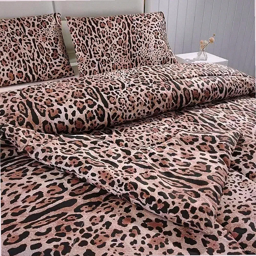SDY 3PCS Leopard Comforter Set Queen, Animal Print , Bedding Cheetah , Bedroom