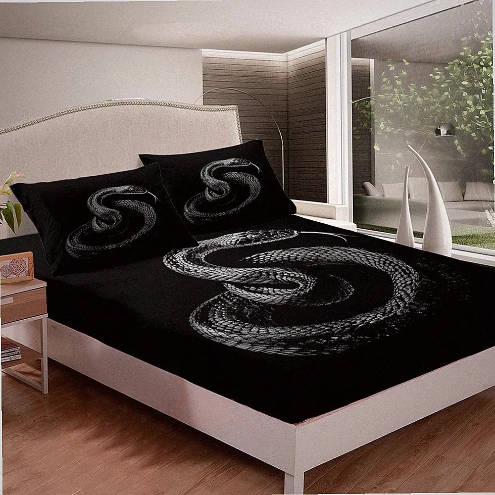 Snake Fitted Full Size for Boys Girls 3D Wild Animal Print Bedding Set Wildli...
