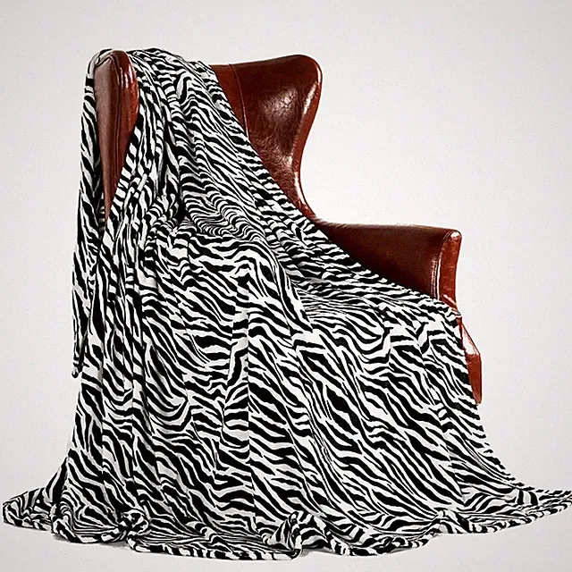 Soft Warm Throw Black & White Zebra Printed Flannel Fleece Blanket Bed Bedding
