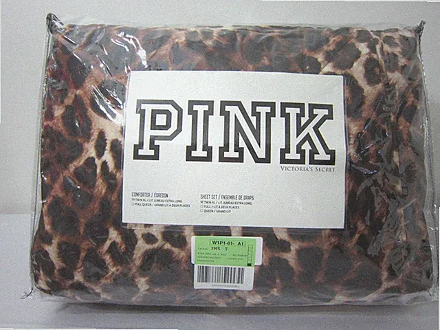 Victoria Secret Pink BED IN A BAG Black Leopard LOGO COMFORTER SHEET PILLOW CASE